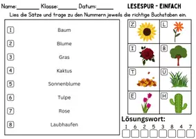 Vorschau - Spiele - Lesespur / Leserätsel Thema Pflanzen - DaZ/DaF, Deutsch - Seite 1