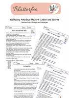 Vorschau - Arbeitsblätter - Mozart: Leben&Werke I Zauberflöte, Eine kleine Nachtmusik - Deckblatt