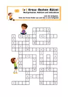 Vorschau - Arbeitsblätter - Kreuz-Rechen-Rätsel mit Aufgaben zur Addition, Subtraktion, 1x1 im Zahlenraum bis 100 - Seite 2