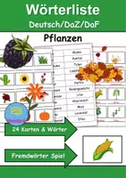 Vorschau - Mal- und Bastelvorlagen - Wörterliste Thema Pflanzen - DaZ/DaF, Deutsch (Grundschule) Kartenspiel - Deckblatt