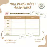 Aperçu - Feuilles d'exercices - Mon pense-bête de grammaire – à compléter - Page de couverture