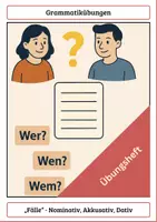 Vorschau - Arbeitsblätter - Übung Nominativ, Akkusativ, Dativ - Deckblatt