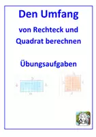 Vorschau - Arbeitsblätter - Umfang Rechteck und Quadrat (Übungsaufgaben) - Deckblatt