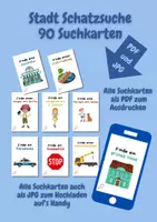 Vorschau - Spiele - Schatzsuche in der Stadt mit 90 Suchkarten Spiel für Kinder ein Suchspiel für den Kindergeburtstag Outdoor Schnitzeljagd Montessori - Deckblatt