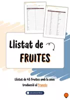 Vista previa - Hojas de trabajo - Llistat de 45 fruites (amb traducció al francés) - Portada