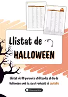 Vista previa - Hojas de trabajo - Llista 30 paraules en català - Vocabulari de Halloween - Portada