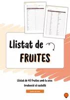 Aperçu - Feuilles d'exercices - Liste de 45 fruits en catalan (avec traduction en espagnol) - Page de couverture