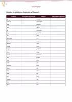 Vista previa - Hojas de trabajo - Liste von 50 Adjektiven auf Deutsch und deren Übersetzung ins Spanische - página 2