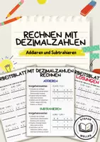 Vorschau - Arbeitsblätter - Einführung - Dezimalzahlen addieren und subtrahieren - Deckblatt