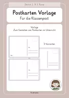 Vorschau - Arbeitsblätter - Postkarten-Vorlage - Klassenpost / Briefe / Schreibanlass - Deckblatt
