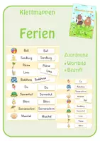 Vorschau - Fördermaterial/Inklusion - Klettmappen: Ferien (Zuordnung Wortbild & Begriff) - Deckblatt