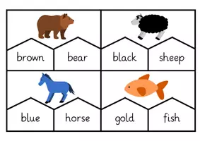 Vorschau - Spiele - Brown Bear: Legepuzzle anhand der Lektüre "Brown Bear, Brown Bear, What Do You See?" - Englisch - Kl. 1/2 - Seite 1
