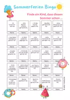 Vorschau - Spiele - Sommerferien Bingo – Welches Kind hat diesen Sommer schon.... - Deckblatt