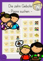 Vorschau - Stationenlernen - Zehn Gebote Mose Paare suchen - Deckblatt