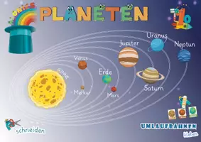 Vorschau - Arbeitsblätter - Planeten kostenlos ab 4 Jahren – Ausschneiden & Zuordnen | Vorschule, Förderschule | dreifach differenziert - Deckblatt