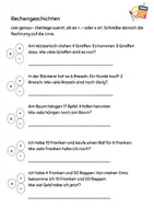 Vorschau - Arbeitsblätter - Rechengeschichten Arbeitsblatt (2.Klasse) - Deckblatt