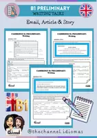 Aperçu - Feuilles d'exercices - B1 PRELIMINARY – WRITING TASKS: Email, Article & Story (4) - Page de couverture