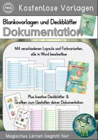 Vorschau - selbst erstellte Cliparts/Grafiken - Vorlagen für Dokumentationen fürs Schuljahr - individuell anpassbar - Deckblatt