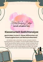 Vorschau - Klassenarbeiten - Klassenarbeit Jahreszeitengedicht Gedichtanalyse 5 - Deckblatt