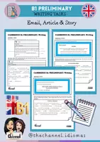 Aperçu - Feuilles d'exercices - B1 PRELIMINARY – WRITING TASKS: Email, Article & Story (5) - Page de couverture