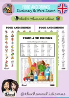 Vista previa - Hojas de trabajo - FOOD AND DRINK – Visual Dictionary & Word Search (50 Words) - Portada
