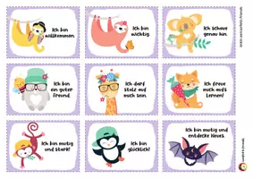 Vorschau - Fördermaterial/Inklusion - 27 Mutmach-Karten für Kinder mit niedlichen Tieren - Seite 1