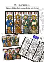 Vorschau - Mal- und Bastelvorlagen - Die 4 Evangelisten - Rätsel, Bilder, Quizfragen, Malarbeit, Infos - Deckblatt