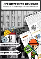Vorschau - Arbeitsblätter - Arbeiterrechte Bewegung: Gewerkschaften & Industrialisierung - Deckblatt