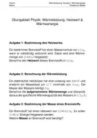 Vorschau - AB Wärmeleistung, Heizwert und Wärmeenergie (quiz) - Deckblatt