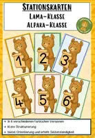 Vorschau - Stationenlernen - Stationsschilder Lamaklasse Alpakaklasse - Deckblatt