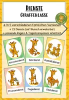 Vorschau - Bildkarten - Klassendienste Giraffenklasse in fünf farblichen Versionen - Deckblatt