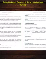 Vorschau - Arbeitsblätter - Arbeitsblatt - Deutsch Französischer Krieg - Geschichte 8. Klasse - Deckblatt
