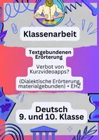 Vorschau - Fördermaterial/Inklusion - Klassenarbeit Deutsch – Textgebundenen Erörterung | Tiktok Verbot - Deckblatt