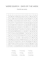 Aperçu - Fiches - Word Search: Days of the Week / English Puzzle / EFL ESL - Page 1
