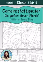 Vorschau - Arbeitsblätter - Gemeinschaftsbild / Kooperatives Poster - "Die großen blauen Pferde" von Franz Marc - Deckblatt