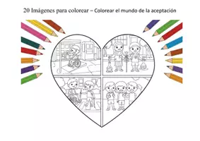 Vista previa - Manualidades / Dibujos para colorear - 20 Imágenes para colorear – Colorear el mundo de la aceptación - Portada