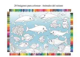 Vista previa - Manualidades / Dibujos para colorear - 20 Imágenes para colorear- Animales del océano - Portada