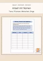 Vorschau - Arbeitsblätter - Arbeit mit Nomen (Menschen, Dinge, Pflanzen, Tiere) - Deckblatt