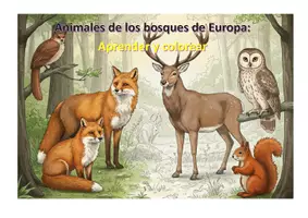 Vista previa - Manualidades / Dibujos para colorear - Animales de los bosques europeos Aprender y colorear - Portada