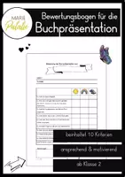 Vorschau - Lehrpläne/Lehrermaterial - Bewertung Buchpräsentation ab Klasse 2 Beurteilung Raster - Deckblatt