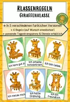 Vorschau - Bildkarten - Klassenregeln Regeln Giraffenklasse in fünf farblichen Versionen - Deckblatt