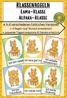 Vorschau - Bildkarten - Klassenregeln Regeln Lama Alpaka in 6 verschiedenen farblichen Versionen - Deckblatt