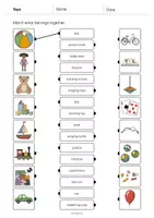 Aperçu - Cartes d'exercices - Toys / Jouets: Draw the lines 1 (Fiche d'exercices d'anglais) - Page 2