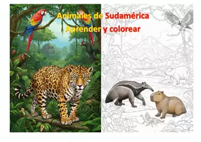 Vista previa - Manualidades / Dibujos para colorear - Animales de Sudamérica - Aprende y colorea - Portada