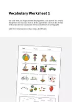 Aperçu - Fiches - Toys / Jouets: Vocabulary Worksheet 1 (Fiche d'exercices d'anglais) - Page 1