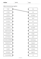 Aperçu - Cartes d'exercices - Kitchen / Cuisine: Draw the lines 3 (Fiche d'exercices d'anglais) - Page 2