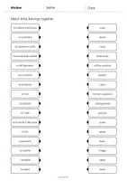Aperçu - Cartes d'exercices - Kitchen / Cuisine: Draw the lines 3 (Fiche d'exercices d'anglais) - Page 3
