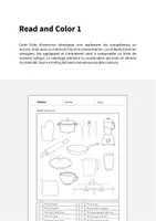 Aperçu - Cartes d'exercices - Kitchen / Cuisine: Read and Color 1 (Fiche d'exercices d'anglais) - Page 1
