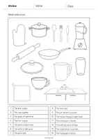 Aperçu - Cartes d'exercices - Kitchen / Cuisine: Read and Color 1 (Fiche d'exercices d'anglais) - Page 2