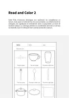 Aperçu - Cartes d'exercices - Kitchen / Cuisine: Read and Color 2 (Fiche d'exercices d'anglais) - Page 1